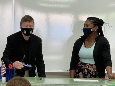 Former Moore County Superintendent Dr. Bob Grimesey and Akua Carraway